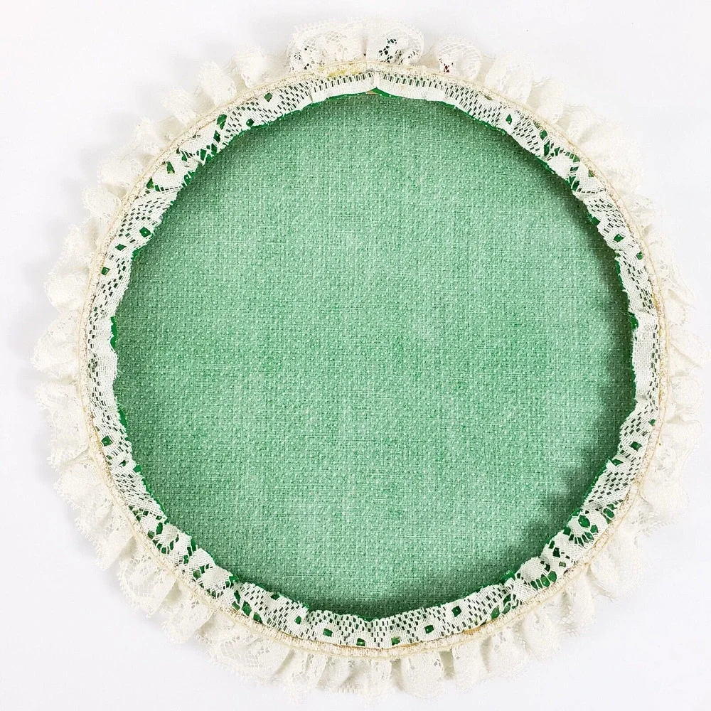 Handmade Christmas White Lace Jingle Bells Hoop Wall Art Vintage Xmas Decoration
